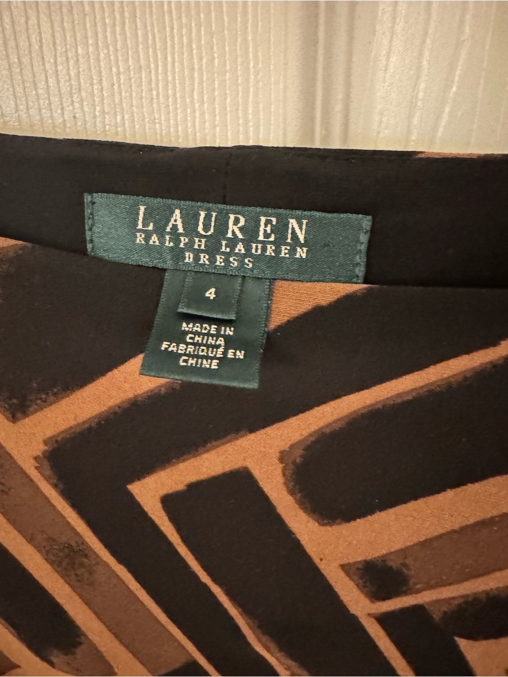 Lauren Ralph Lauren Black and Brown Geometric Print Dress